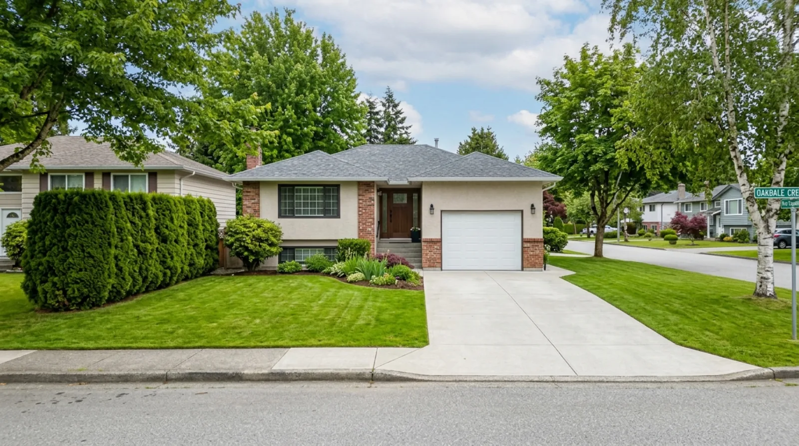 A 1960s detached house in Glenwood Port Coquitlam with a wide driveway and mature garden